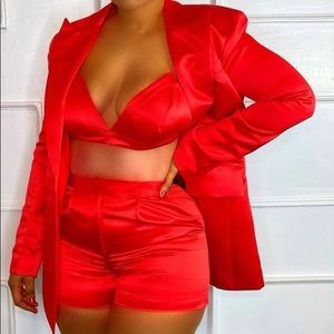 Brand New Red Three Piece Shorts Set!